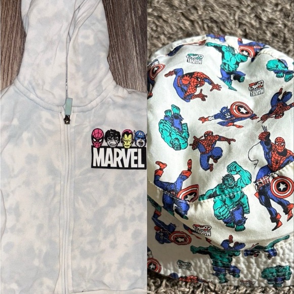 Marvel Toddler Hoodie Sz 1.5-2 Years+ Marvel Bucket Hat - Picture 1 of 13